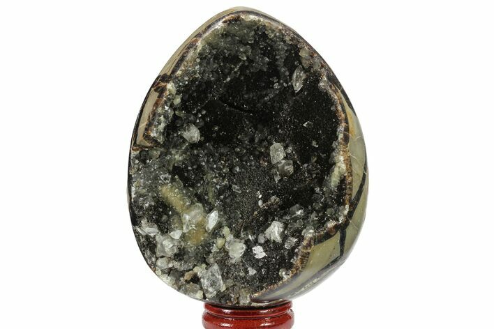 Septarian Dragon Egg Geode - Black Crystals #134437